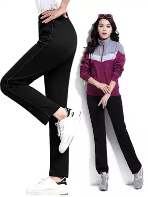 Sports straight pants women's middle-aged and elderly mothers wear autumn casual high waist thin casual thick cotton pants spring and autumn trousers