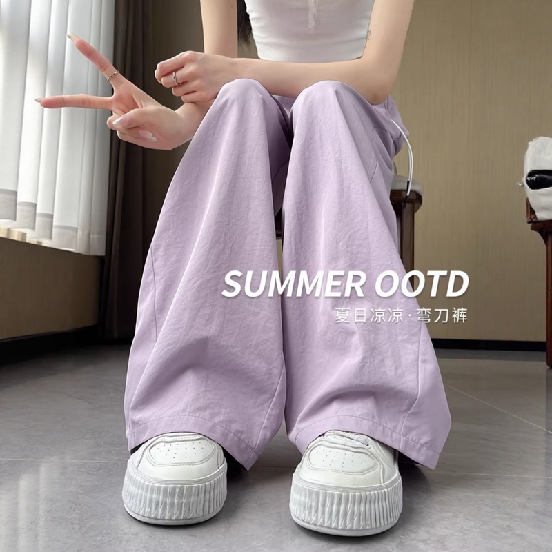 150kg Plus-Size Ice Silk Wide-Leg Pants for Women, Summer Thin Style, Relaxed Fit, Casual, Sun-Protective, Quick-Dry, Curved Pants 150kg Plus-Size Ice Silk Wide-Leg Pants for Women, Summer Thin Style, Relaxed Fit, Casual, Sun-Protective, Quick-Dry, Curved Pants