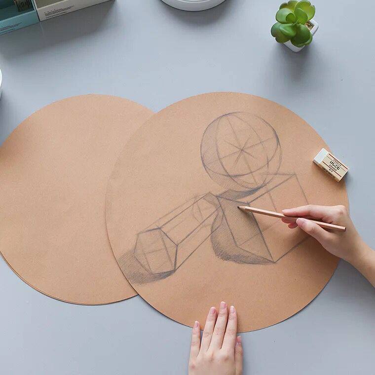 Round Kraft Paper Painting Paper Round Face Sketching Colored Pencil Paper Fine Art Drawing Creative Drawing Paper