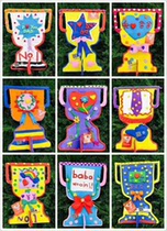 Child Toddler Hand Wood DIY Trophy Clay Snowflake Clay Graffiti Painted White Embryo Trophy Creative Hand