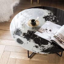 Exquisite moon glass coffee table fashionable light luxury modern Net red small apartment minimalist round designer coffee table