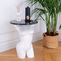 Light luxury marble side a few net red designer side table trend fashionable retro art model small round coffee table