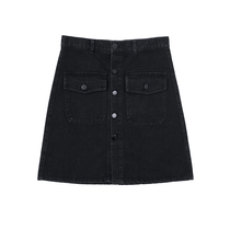 JIN homemade 2019 early autumn single-breasted pocket high waist A- line dress slim Joker denim skirt age skirt