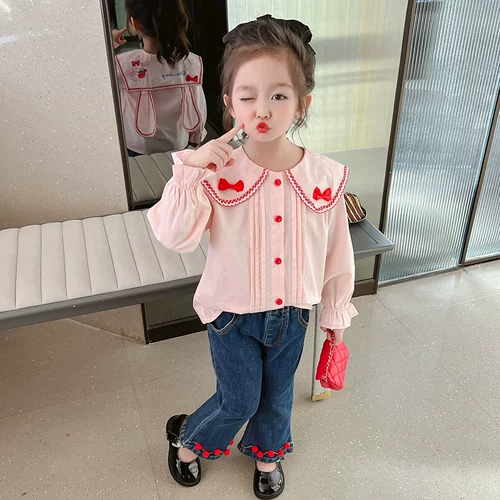 Детская рубашка для девочек, осенняя весенняя кукла, в западном стиле, кукольный воротник, новая коллекция, популярно в интернете