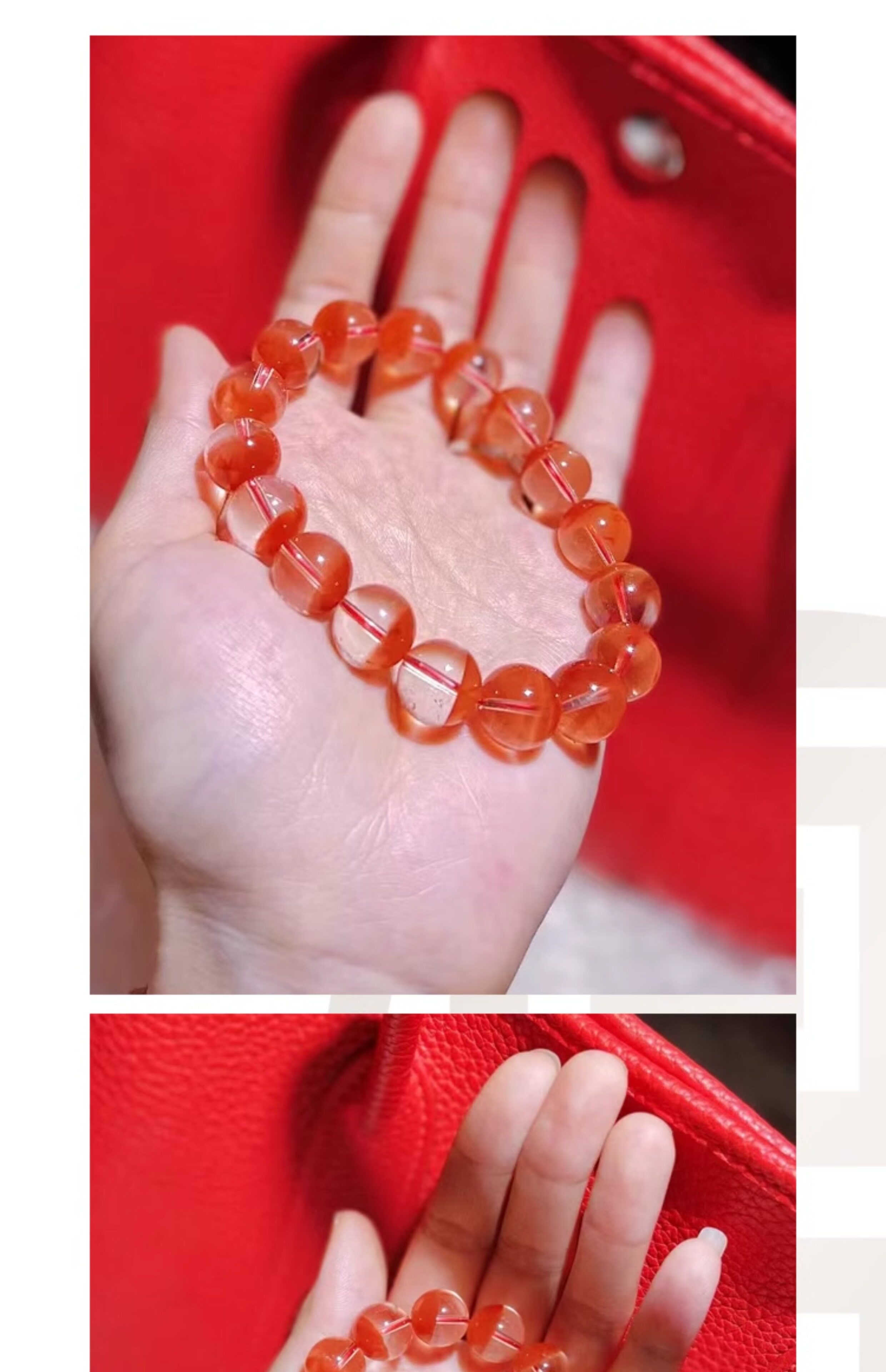 手饰/手串 plstone普琳丝天然水晶珠宝级巴西老矿金鱼红兔毛聚宝盆手錬 Pulin Si