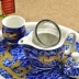 Ưu đãi đặc biệt Jingdezhen Ấm trà sứ màu xanh và trắng Bộ đầy đủ của Ice Cracked Tea Tea Khay Double Tea Cup Tea Set - Trà sứ