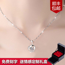 Chow Tai Fook PT950 platinum necklace womens 18K white gold diamond pendant clavicle chain send Valentines Day gift