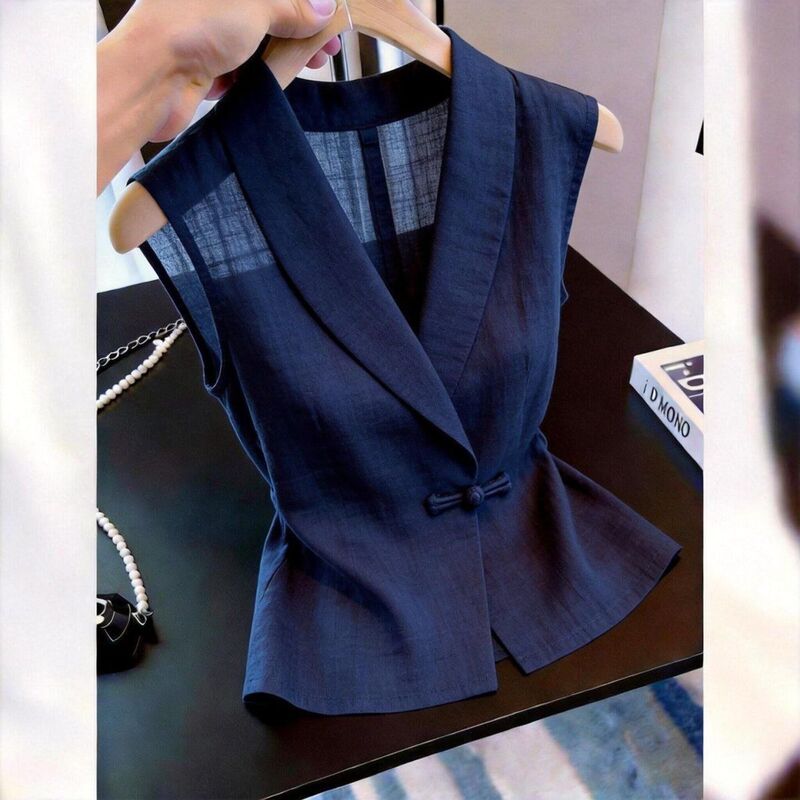 Super Stylish Navy Blue Sleeveless Blazer Vest for Women, Summer Commuter Style, Design-Focused and Elegant Top, 2026 Super Stylish Navy Blue Sleeveless Blazer Vest for Women, Summer Commuter Style, Design-Focused and Elegant Top, 2026
