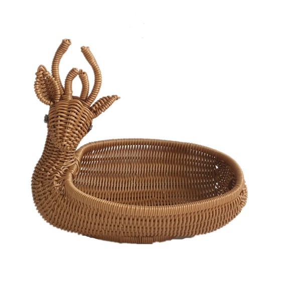 果篮果盘仿藤编织篮创意手工编家用水果筐塑料客厅桌面收纳筐精致