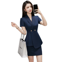 High-end business attire for women summer temperament short-sleeved suit skirt work clothes hotel front desk reception work attire suit