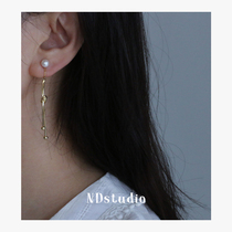 ND Without Ear-to-face thin long section Knotted Metal Retro Earrings Natural Pearl No Pain Mosquito Coil Pan Ear Clip