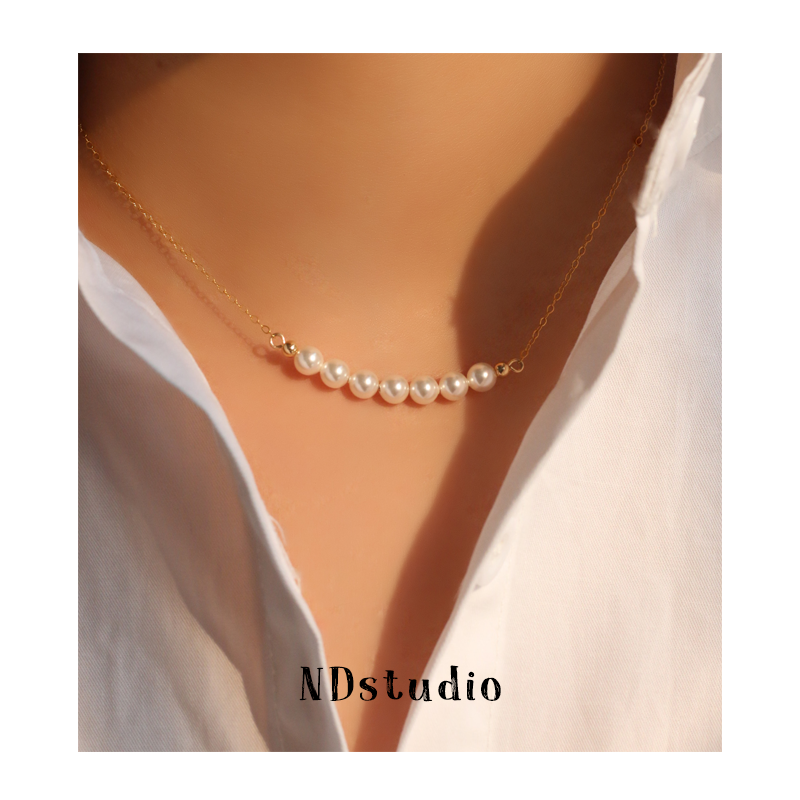 ND* bathing without picking up a pair of two wear * Shih family pearl beauty 14K bag gold adjustable necklace autumn and winter advanced sensation