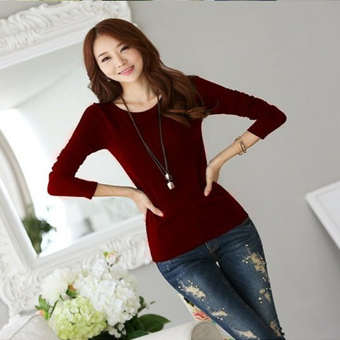 Cổ chữ V gợi cảm hoang dã cộng với nhung dày đồ lót nhiệt của phụ nữ áo phông mỏng Áo thun dài tay mỏng mặc mùa đông áo nâng ngực