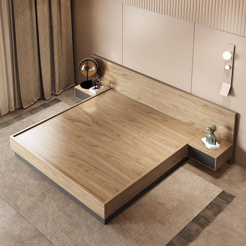 Eisenberg Japanese style tatami high box storage bed modern simple Nordic terrace double bed furniture master bedroom pyc bed
