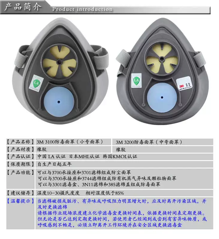 Mặt nạ phòng độc nửa mặt 3M3100 3200 cần sử dụng kèm bông lọc hoặc hộp lọc độc để chống bụi mặt nạ chống khí độc