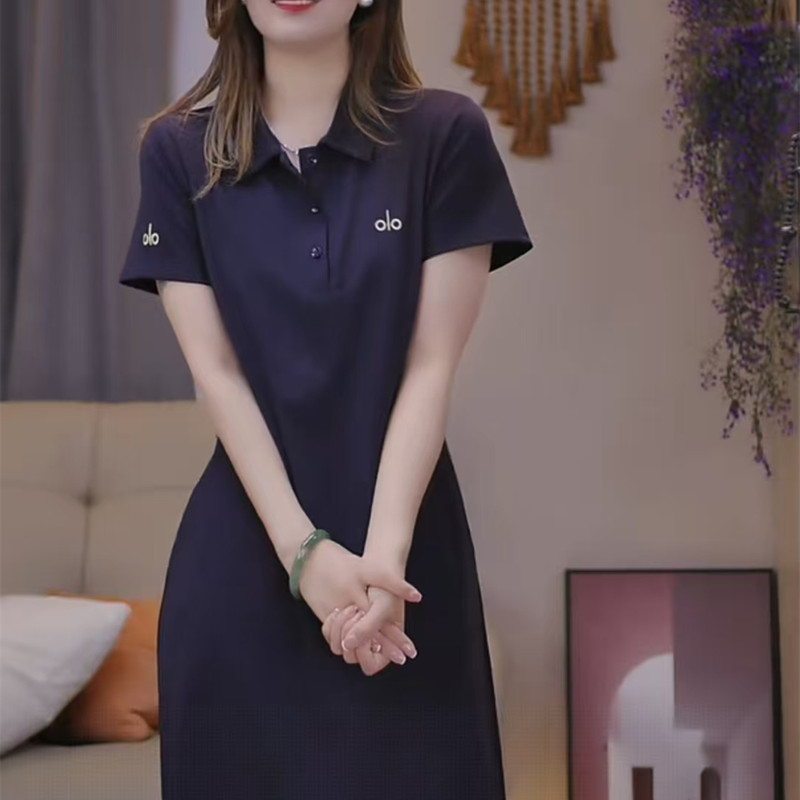 Embroidered Poio Collar Lyocell Dress, Solid Color, Long Style, Slimming, Tummy-Covering, Casual, Versatile, Women's Boutique Dress Embroidered Poio Collar Lyocell Dress, Solid Color, Long Style, Slimming, Tummy-Covering, Casual, Versatile, Women's Boutique Dress