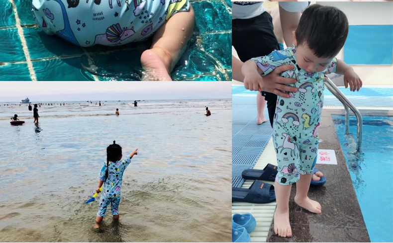 Bé đồ bơi bé phim hoạt hình Hàn Quốc nữ kho báu nhanh chóng làm khô ba tuổi trẻ kem chống nắng hot mùa xuân cậu bé dính liền trẻ em đồ bơi