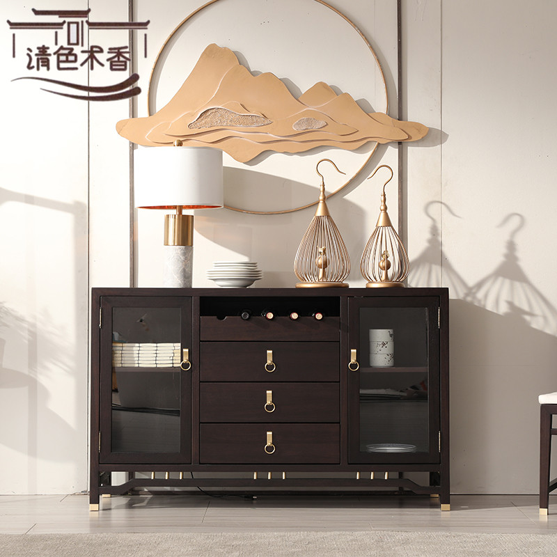 New Chinese Solid Wood Meal Next Cabinet Wine Locker Locker Locker Simple Zen Restaurant Collection Cabinet Furniture