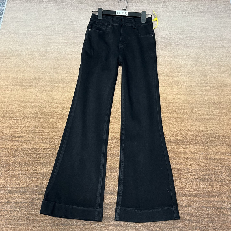 # B5-2977 Black American-Style Spicy Girl Super Trendy Niche Design Petite Flared Goddess Pants for Women, Slightly Stretchy