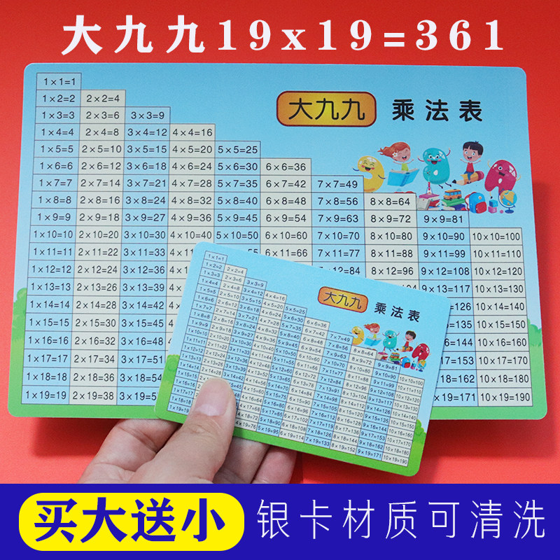 Nineteen multiplier tablecard card 19×19 1923rd grade 99 multiplied pupil mathematical card