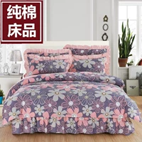 Bông giường bedspread váy một gia đình bốn tấm bông giường chăn Hàn Quốc trang bị 1,5 1,8 Mitt giá - Váy Petti drap giường có viền