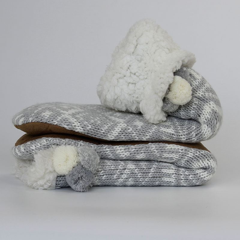 ON21 mùa đông jacquard len không trơn sàn vớ nam và nữ nhà nhung dày ấm áp trong ống vớ mềm đáy quần tất bông