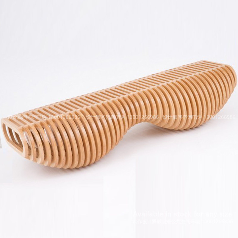 Solid Wood Sliced Art Seat Office Mall Creative Space Casual Chair Hotel Hallway Leaning Against Wall Chair Bench