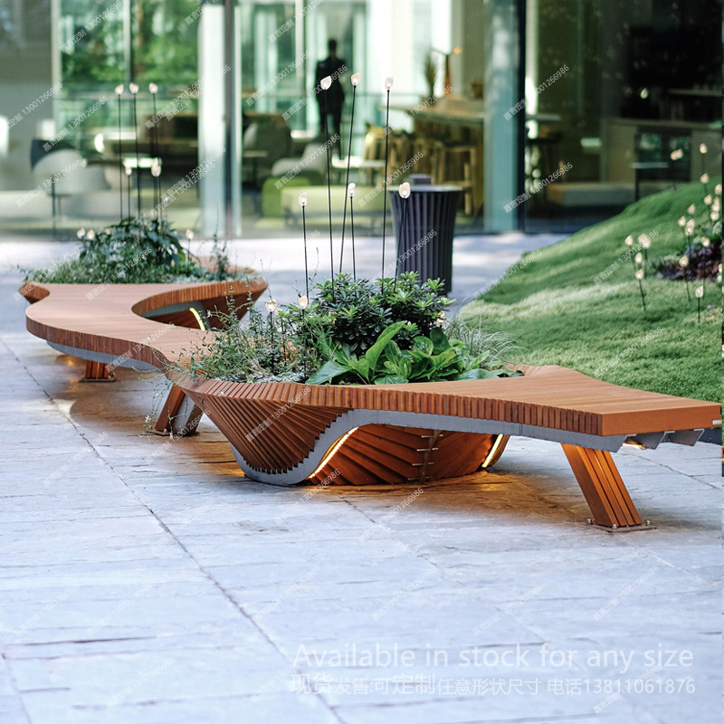 Outdoor Creative Art Chair Stool Landscape Slicing Chair Custom Public Casual Chair Park Rest Embalming Wood Chair