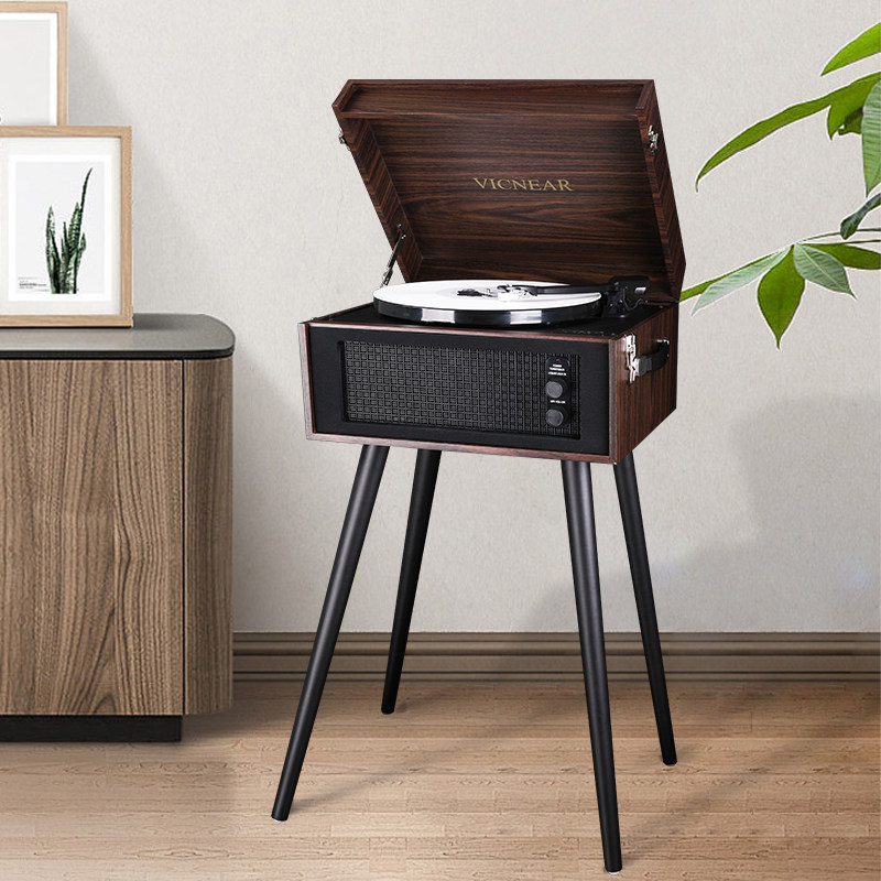 Vicnear American retro vertical vinyl record player bluetooth electric record motor magnetic record player new home gift