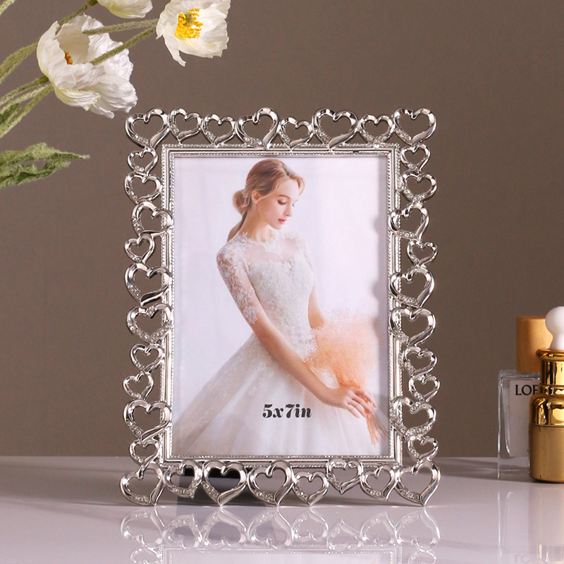 European-Style Metal Heart Photo Frame, Creative Photo Frame, Home Decoration, Desktop Display, Best Friend Photo Frame, Wedding Photo Display Stand