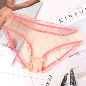 透明内衣女三角裤全透超薄真人露毛女人内裤冰