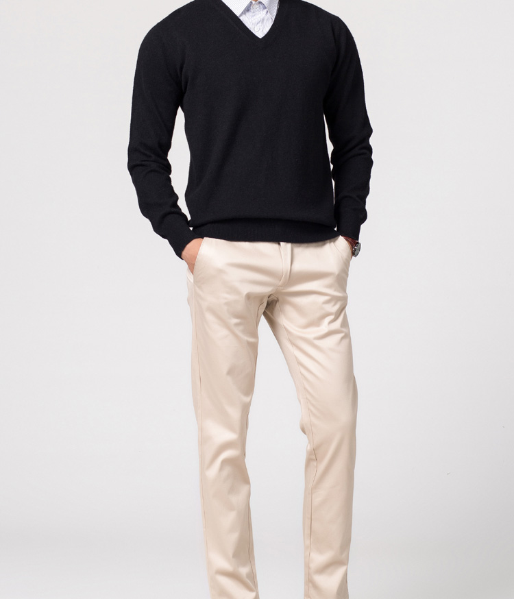 Mùa thu và mùa đông áo len mới Áo len cashmere cổ chữ V Áo len nam cỡ lớn áo len lòng gà dài tay áo len thủy triều áo thể thao
