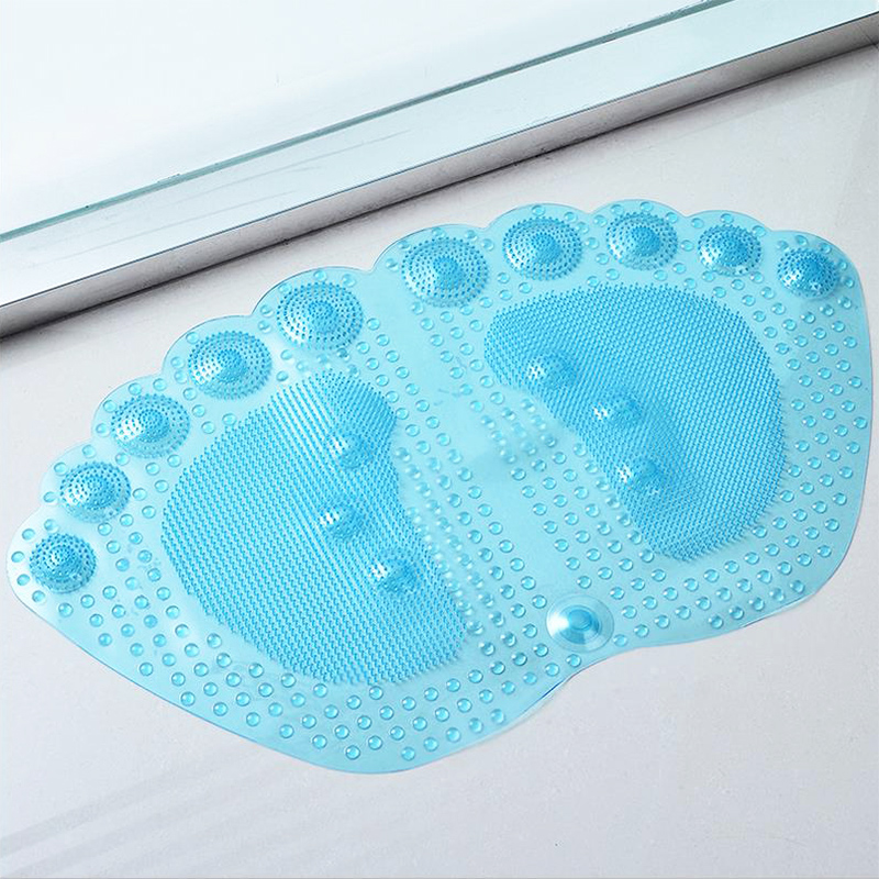 Bath non-slip cute double feet bathroom non-slip Mat toilet bath mat large PVC plastic mat