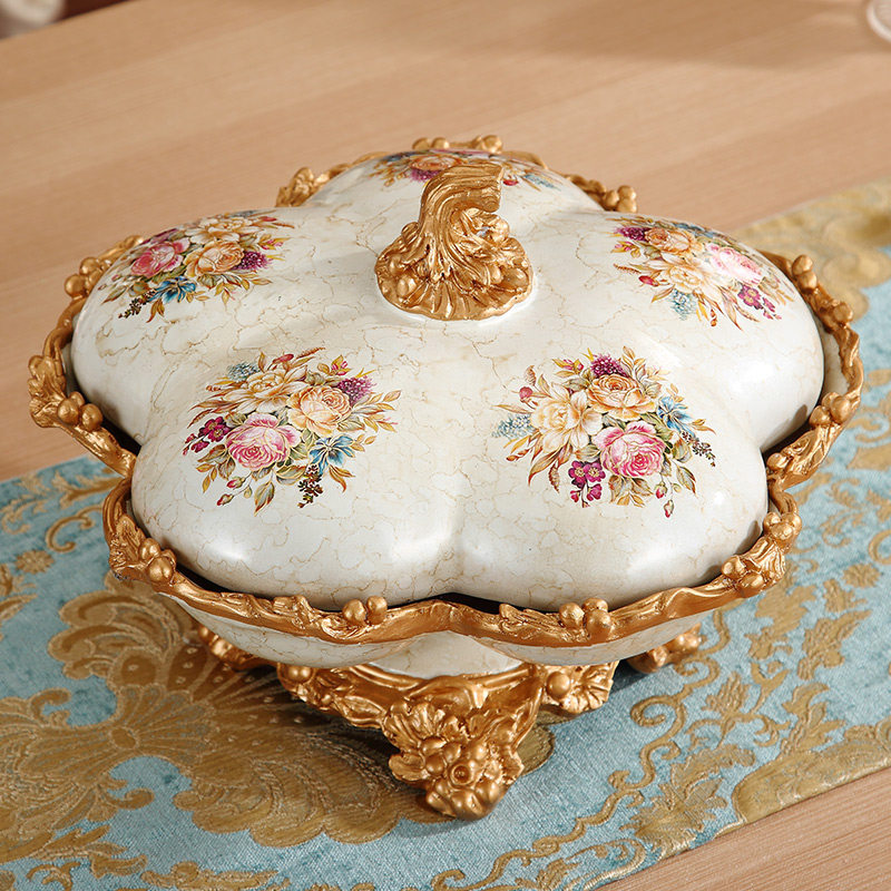 European style compartment dried fruit box creative with lid dustproof nut candy plate melon seed plate living room tea a few with snack plates