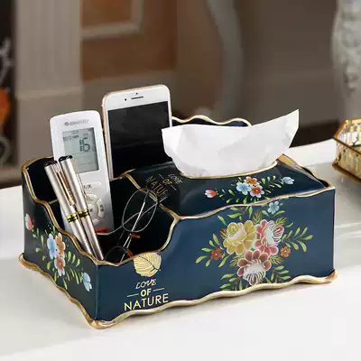 European-style household multifunctional tissue box sanitary paper box living room model room decoration remote control cosmetics storage box