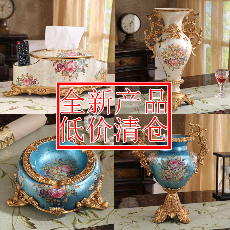 European American creative tissue box Home living room coffee table Resin vase ornaments high-end household storage decorations