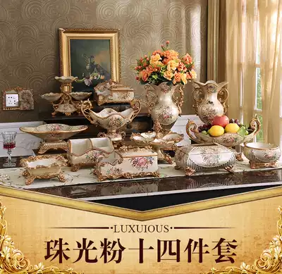 Luxury European resin vase fruit tray ashtray tissue box set creative home decoration crafts decoration