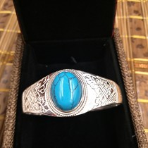 990 Sterling Silver Inlaid Turquoise Bracelet Tibetan Style Sterling Silver Bracelet