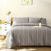 Combed cotton old coarse cloth four-piece set thick cotton double 1 51 8 meters bed simple bed 32 sheets quilt cover