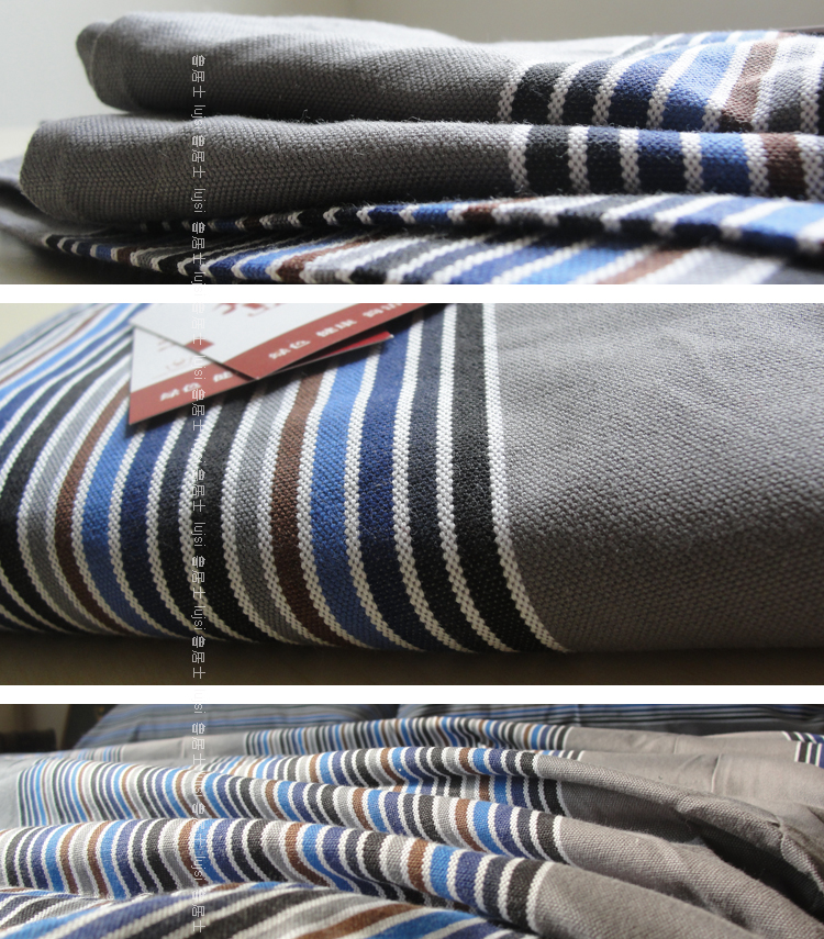 Lu Jushi cũ thô denim Miễn phí vận chuyển 100% giường bông giường vải sọc dày văn học giường đôi - Bộ đồ giường bốn mảnh chăn ga gối cao cấp nhập khẩu