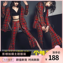 2017 New Fashion big name Magazine photo photo uniform professional dress retro English style plaid suit