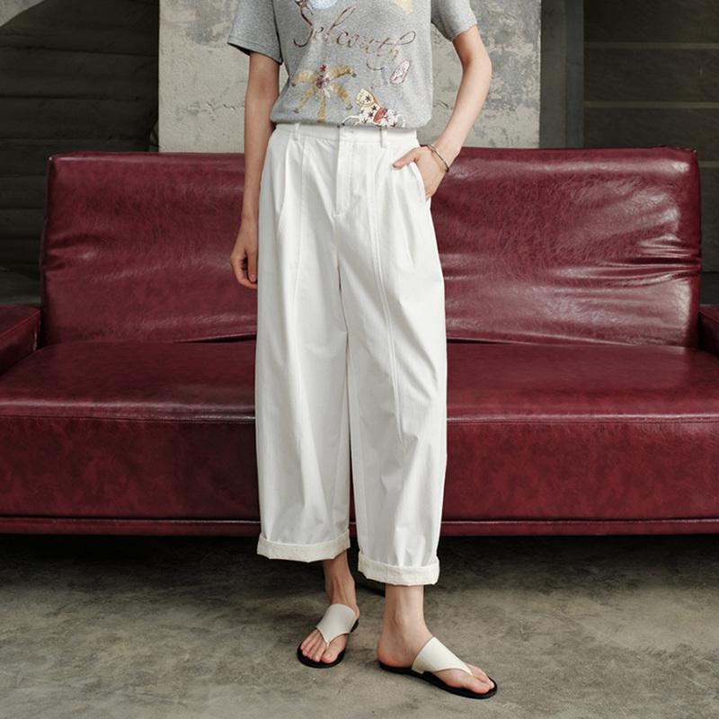 Nine-Point Starfruit Pants | Japanese Toray Yarn | Cloud-Patterned Rolled Hem 2026 Summer Thin High-Waisted Harem Pants for Women
