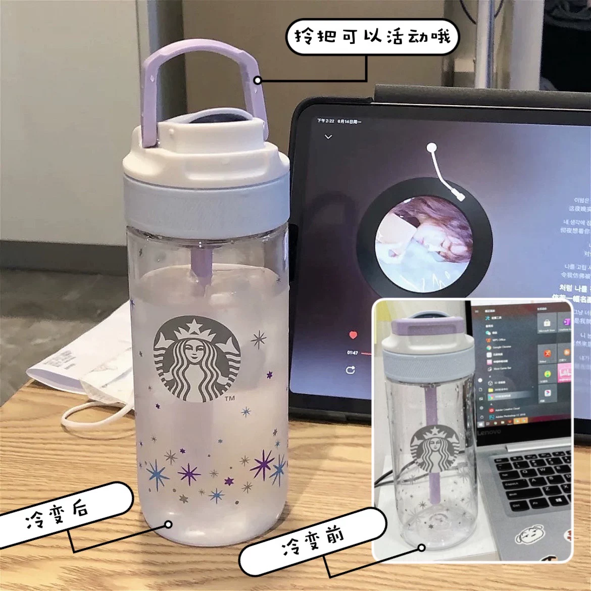 Стакан Starbucks со стеклянной ручкой в виде кролика для Святого Валентина, год Кролика, новая коллекция