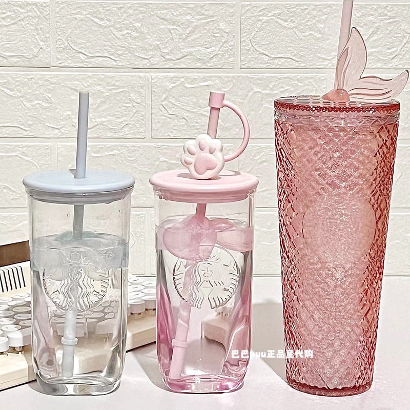 Starbucks Triangular Glass Straw Cup Pink Cat Paw Alpaca New Product Blue Mint Green Girls Gift Water Cup Starbucks Triangular Glass Straw Cup Pink Cat Paw Alpaca New Product Blue Mint Green Girls Gift Water Cup
