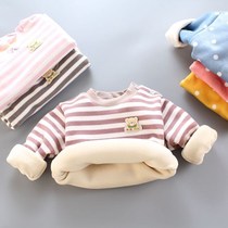 Baby warm clothes coat coat men and women children plus velvet base shirt 12345 years old baby warm underwear autumn clothes