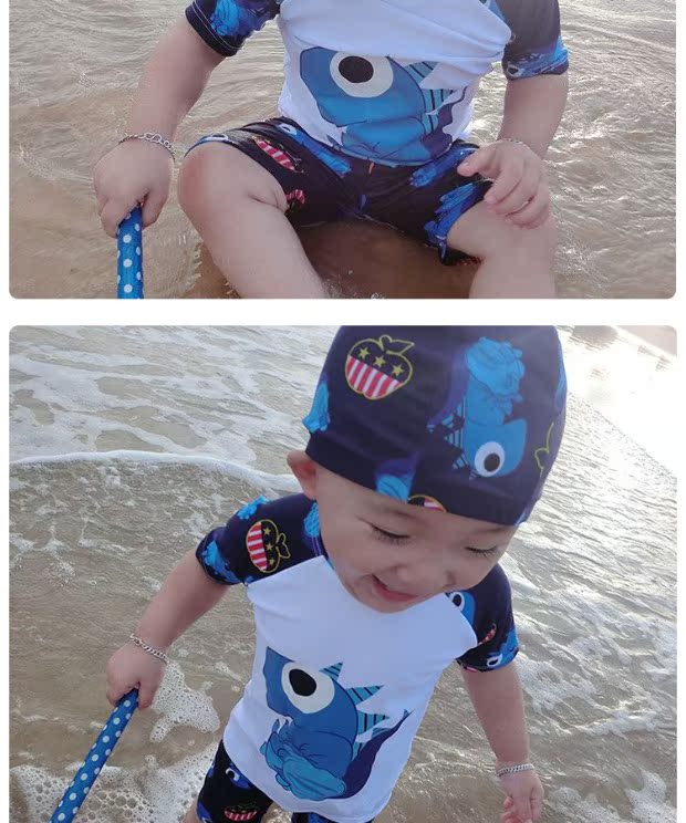 Đồ bơi trẻ em Hàn Quốc boy boy boy boy chia tay nhanh chóng phơi nắng bộ đồ bơi quần bơi sinh viên nóng bỏng áo tắm - Bộ đồ bơi của Kid đồ tắm cho bé
