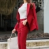 Bộ đồ vest đỏ nữ 2018 mùa thu mới Hàn Quốc dài tay khí chất sang trọng phù hợp với áo khoác áo khoác XZ3071 bộ vest nữ quần ngắn Business Suit
