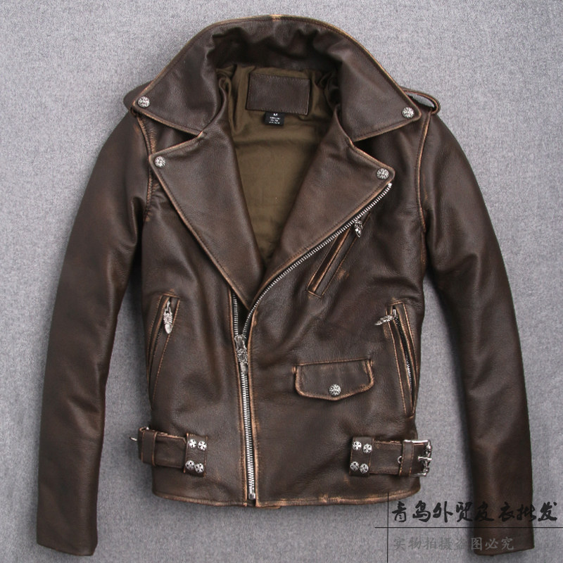 jaqueta de couro cru masculina