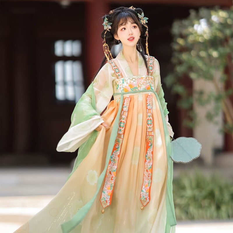 【Qinghuandu】Tang Dynasty Original Hanfu for Women, Heavily Embroidered with Chest-High Embroidery Elements, Restoring Traditional Chinese Style for Everyday Wear