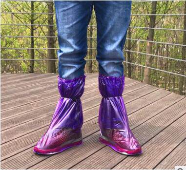 Male and female long cylinder waterproof shoe cover non-disposable PVC outdoor tourist walking rain-proof shoe cover waterproof anti-slip foot sleeve-Taobao